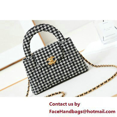 Chanel Tweed & Gold-Tone Metal Mini Shopping Bag AS4416 Houndstooth 2025